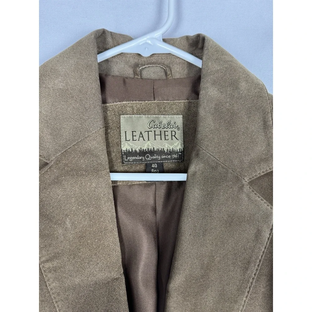 VTG Cabelas Leather Blazer Men 40R Brown Western Cowboy Single Breasted 2 Button